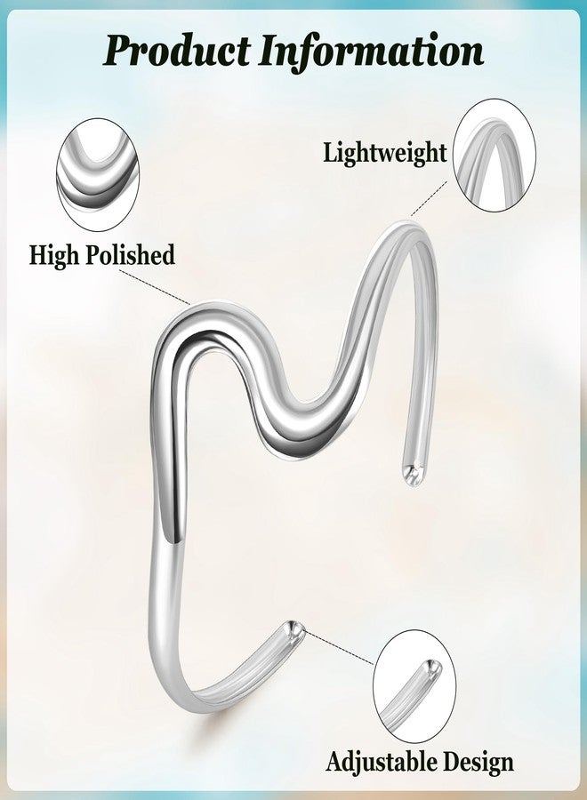NICEIGHT 6Pcs Arm Cuff for Women Upper Arm Band Cuff Bracelet Gold Silver Coil Bangle Armlet Adjustable Flower Armband Set S-B - Image 4